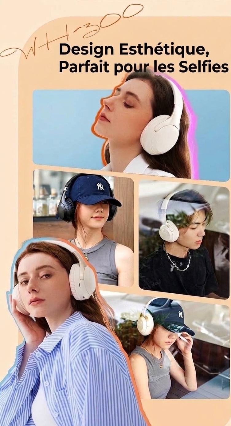 Wireless Bluetooth 5.3 Over-Ear Headphones with Mic