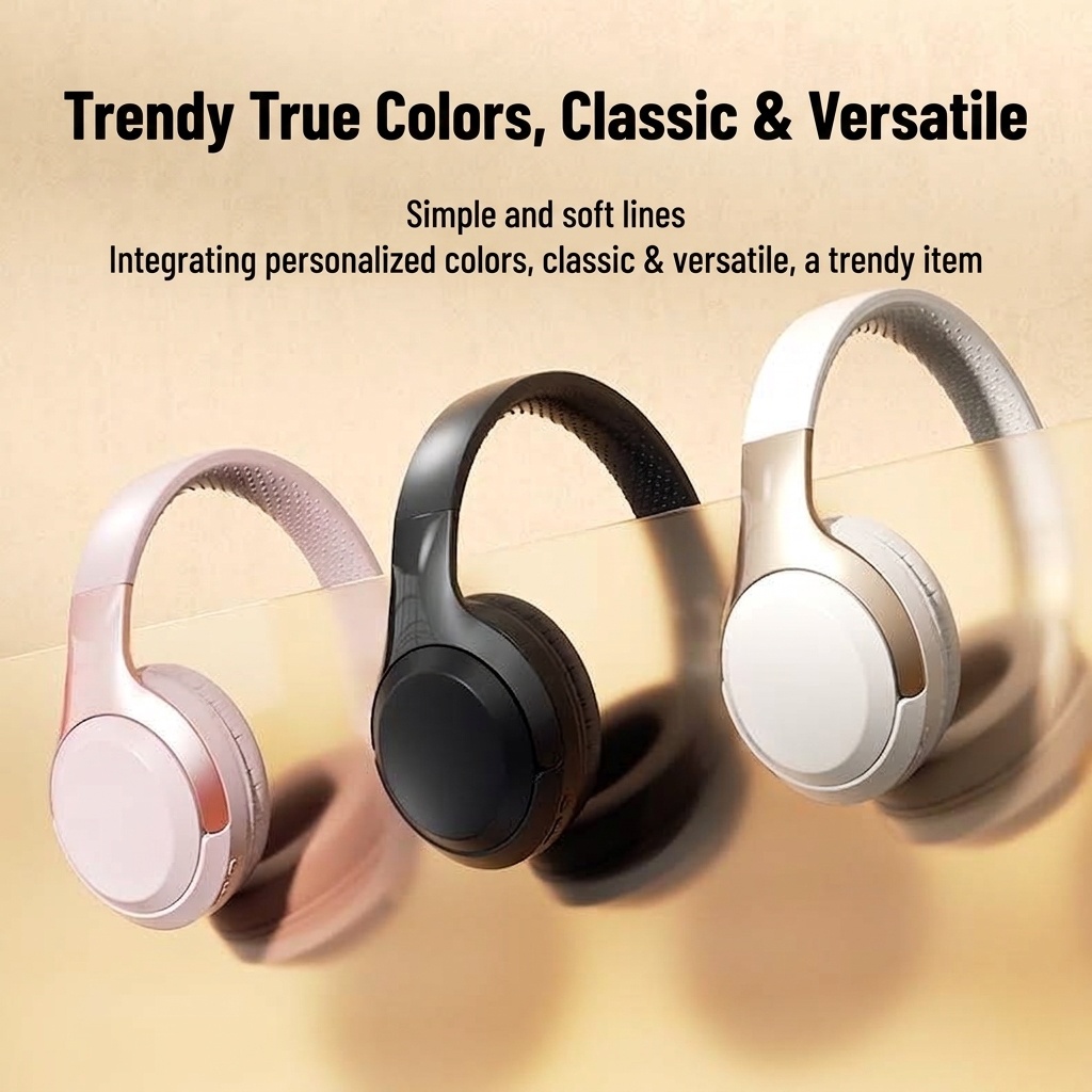 Wireless Bluetooth 5.3 Over-Ear Headphones with Mic
