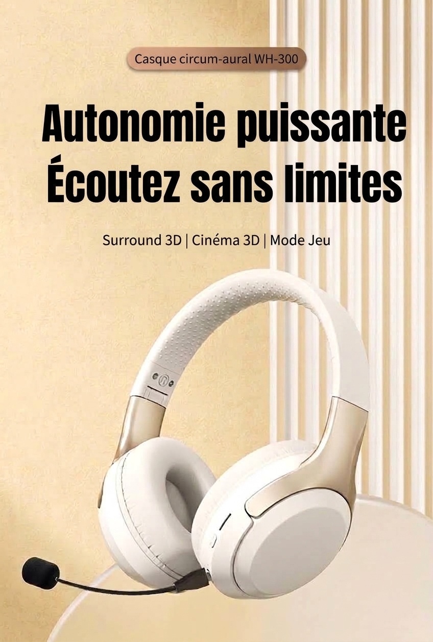Wireless Bluetooth 5.3 Over-Ear Headphones with Mic