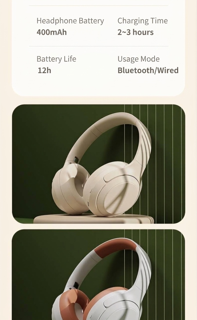 Foldable Bluetooth 5.3 Over-Ear Wireless Headphones