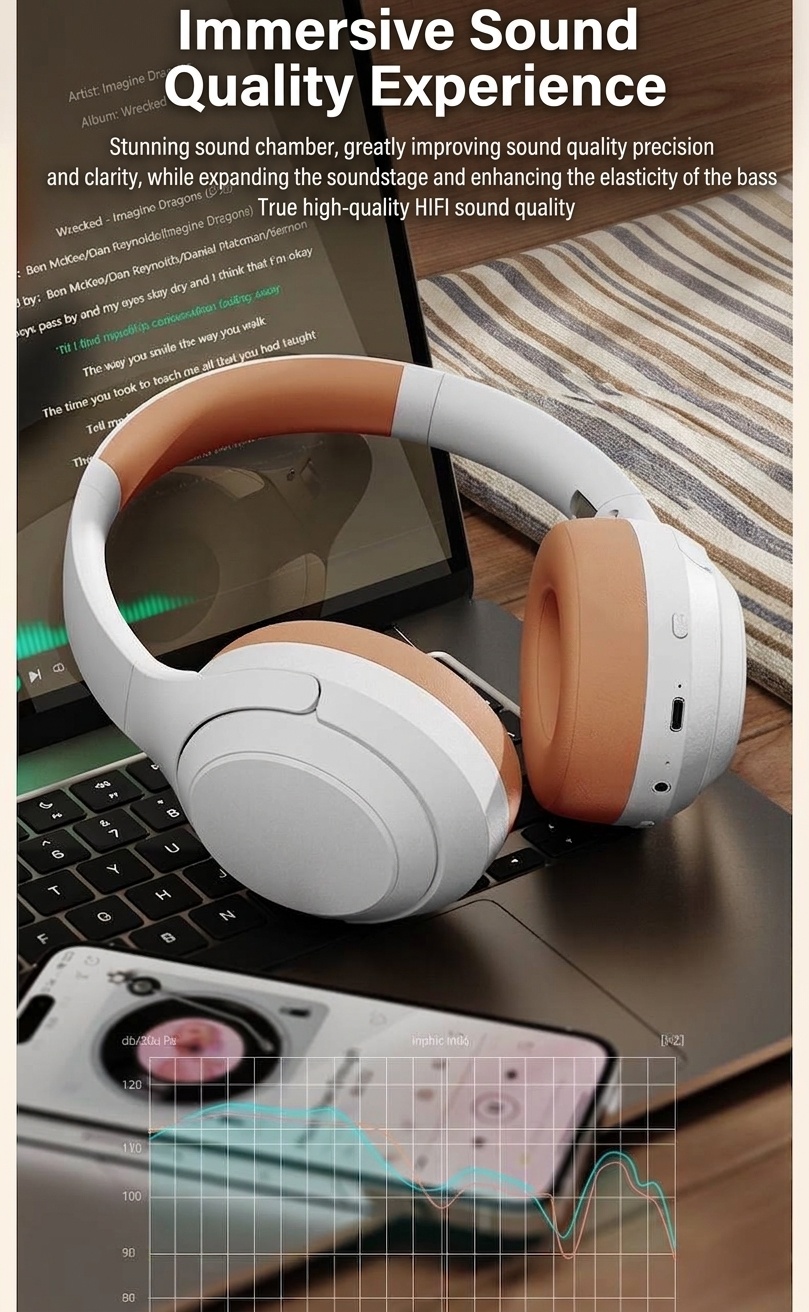 Foldable Bluetooth 5.3 Over-Ear Wireless Headphones
