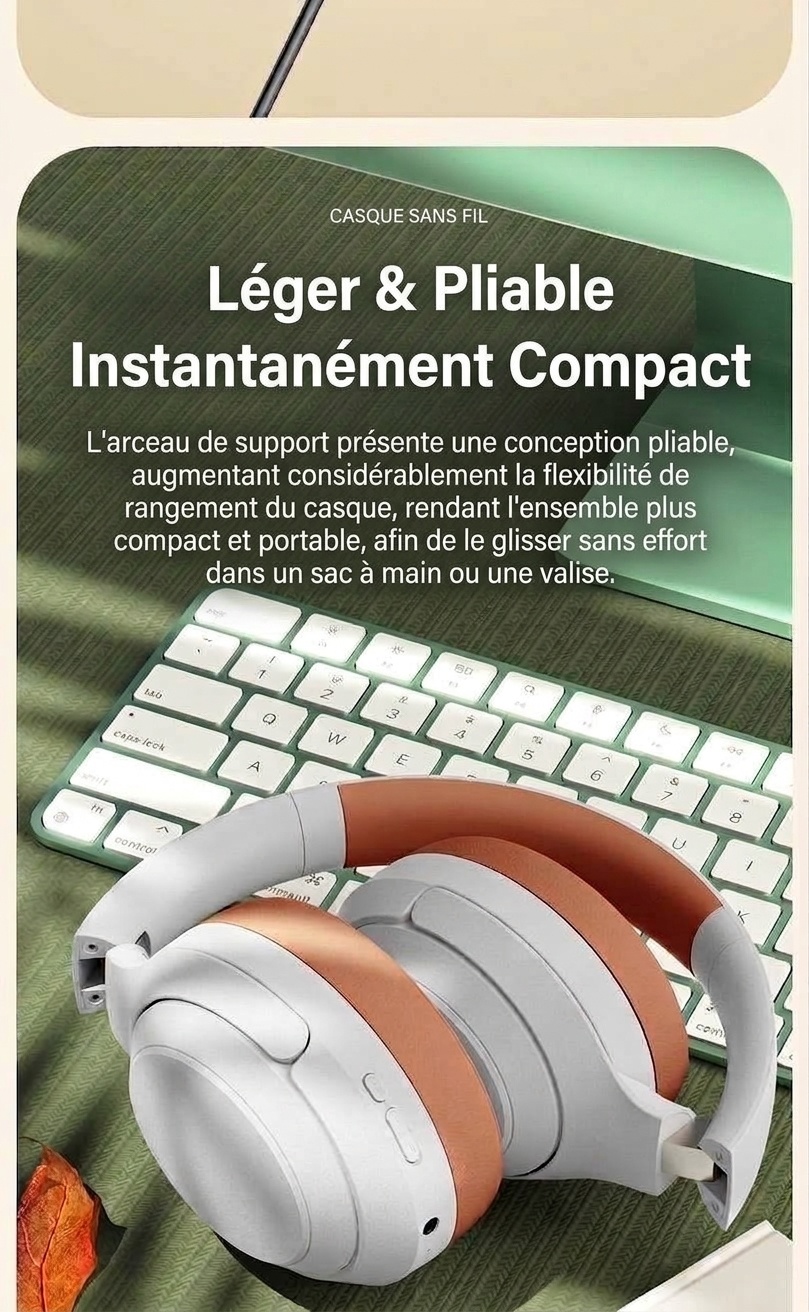 Foldable Bluetooth 5.3 Over-Ear Wireless Headphones
