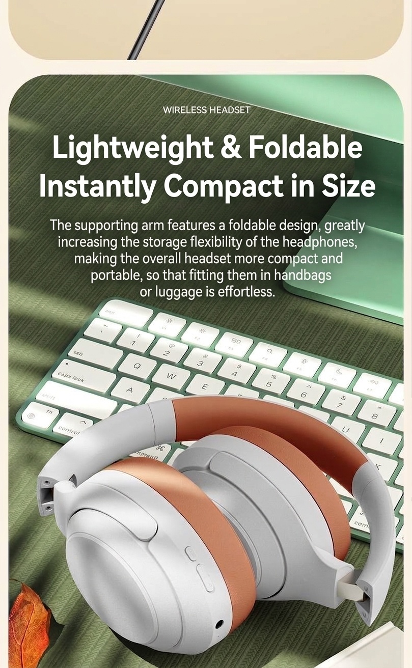 Foldable Bluetooth 5.3 Over-Ear Wireless Headphones