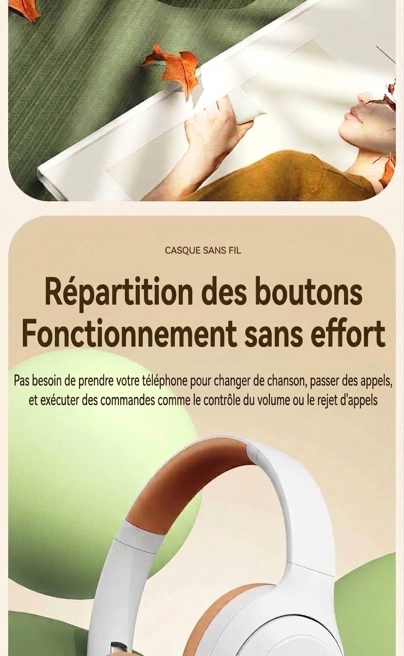 Foldable Bluetooth 5.3 Over-Ear Wireless Headphones