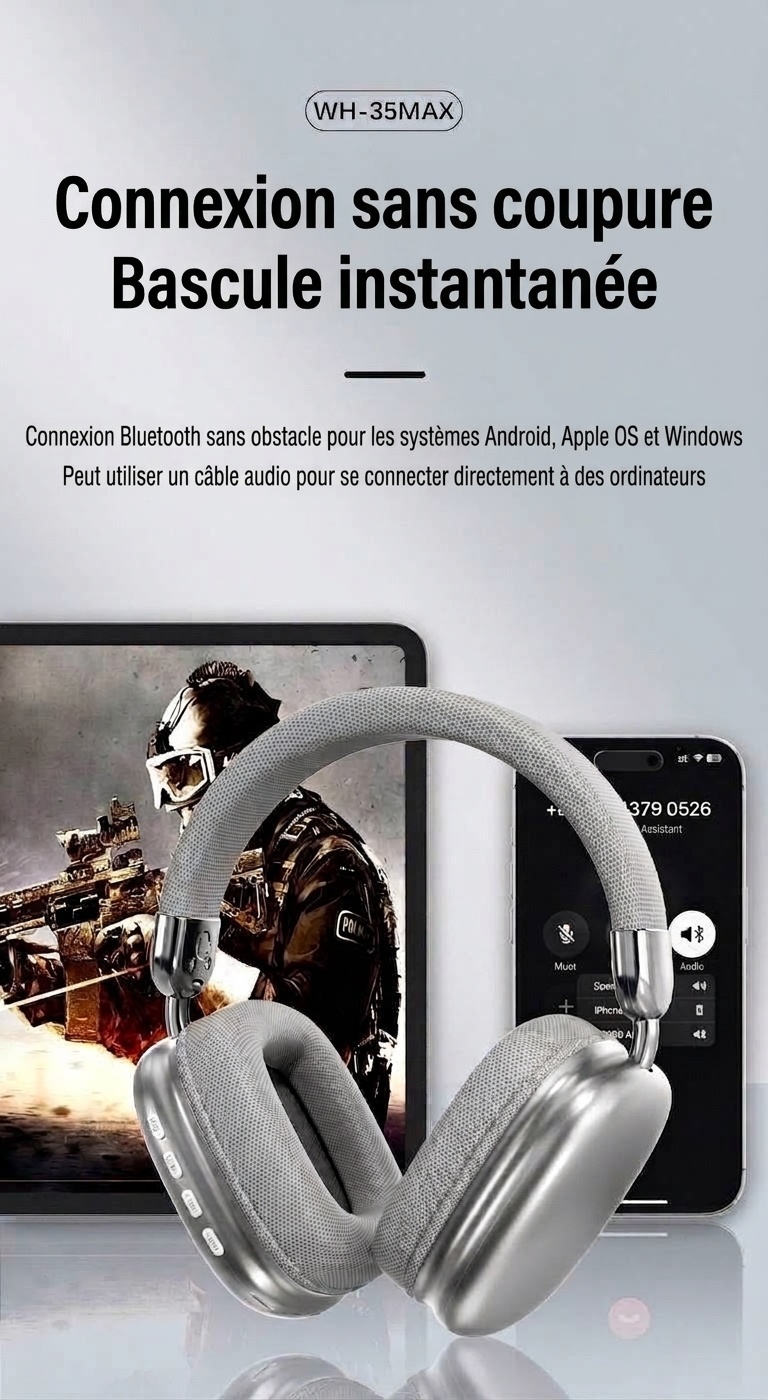 WH-35MAX Wireless Over-Ear Bluetooth 5.3 Headphones