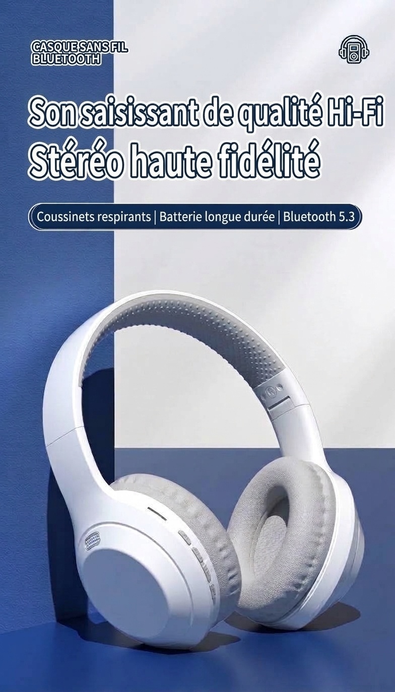 Wireless Bluetooth 5.3 Foldable Over-Ear Headphones