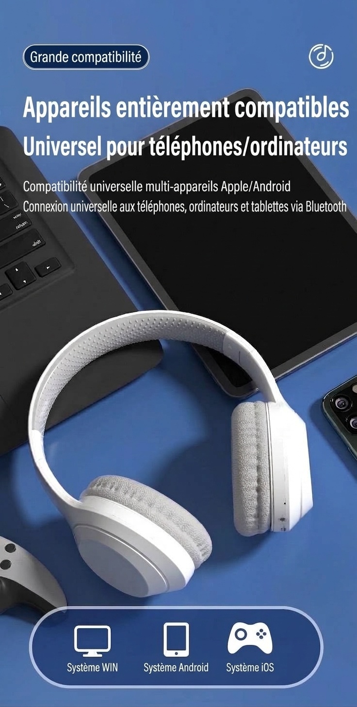 Wireless Bluetooth 5.3 Foldable Over-Ear Headphones