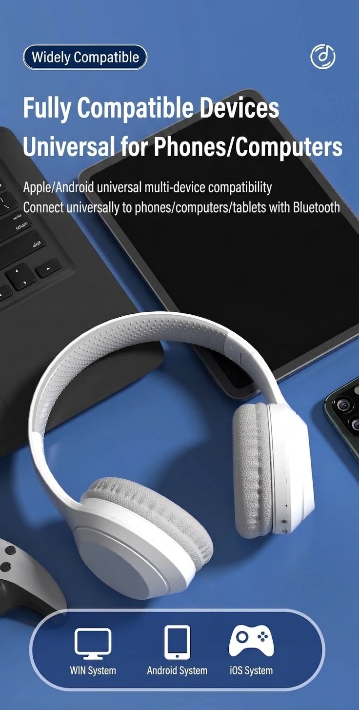 Wireless Bluetooth 5.3 Foldable Over-Ear Headphones
