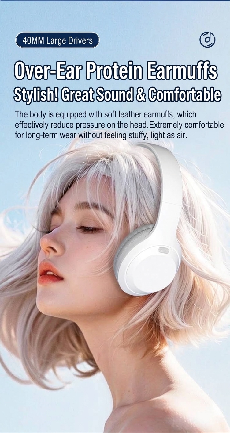 Wireless Bluetooth 5.3 Foldable Over-Ear Headphones
