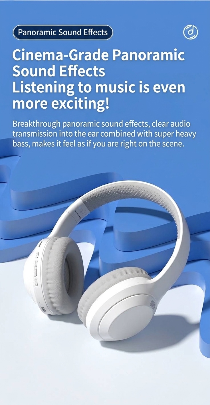 Wireless Bluetooth 5.3 Foldable Over-Ear Headphones