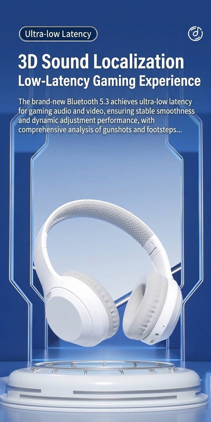 Wireless Bluetooth 5.3 Foldable Over-Ear Headphones