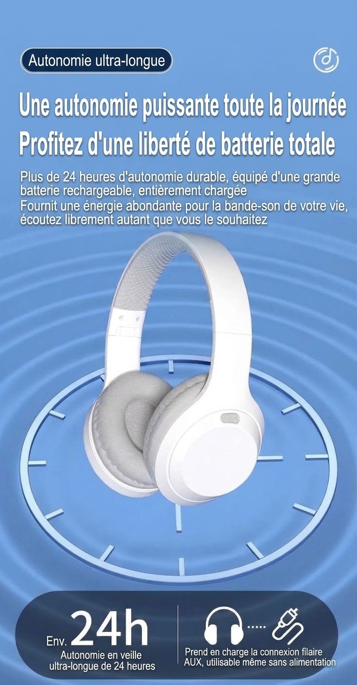 Wireless Bluetooth 5.3 Foldable Over-Ear Headphones