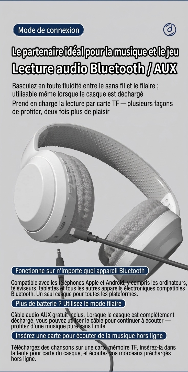 Wireless Bluetooth 5.3 Foldable Over-Ear Headphones