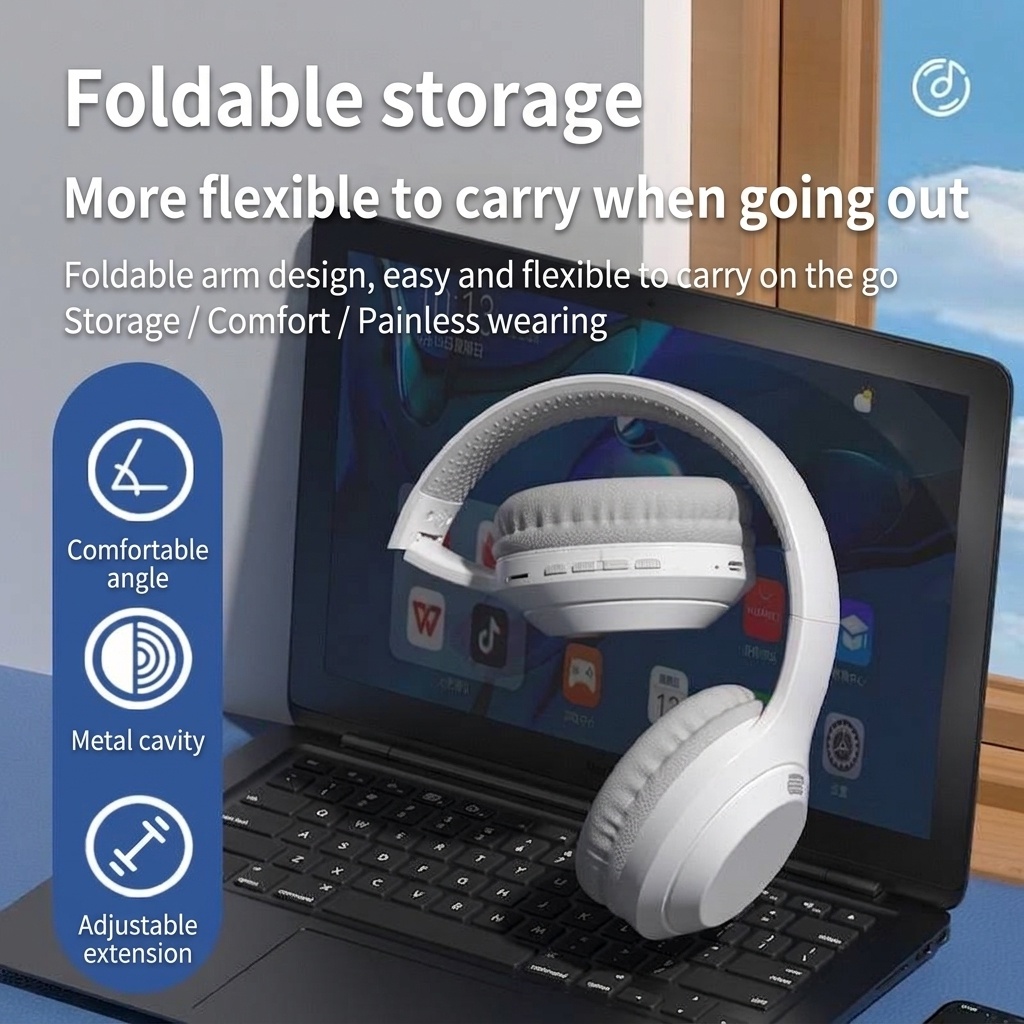 Wireless Bluetooth 5.3 Foldable Over-Ear Headphones