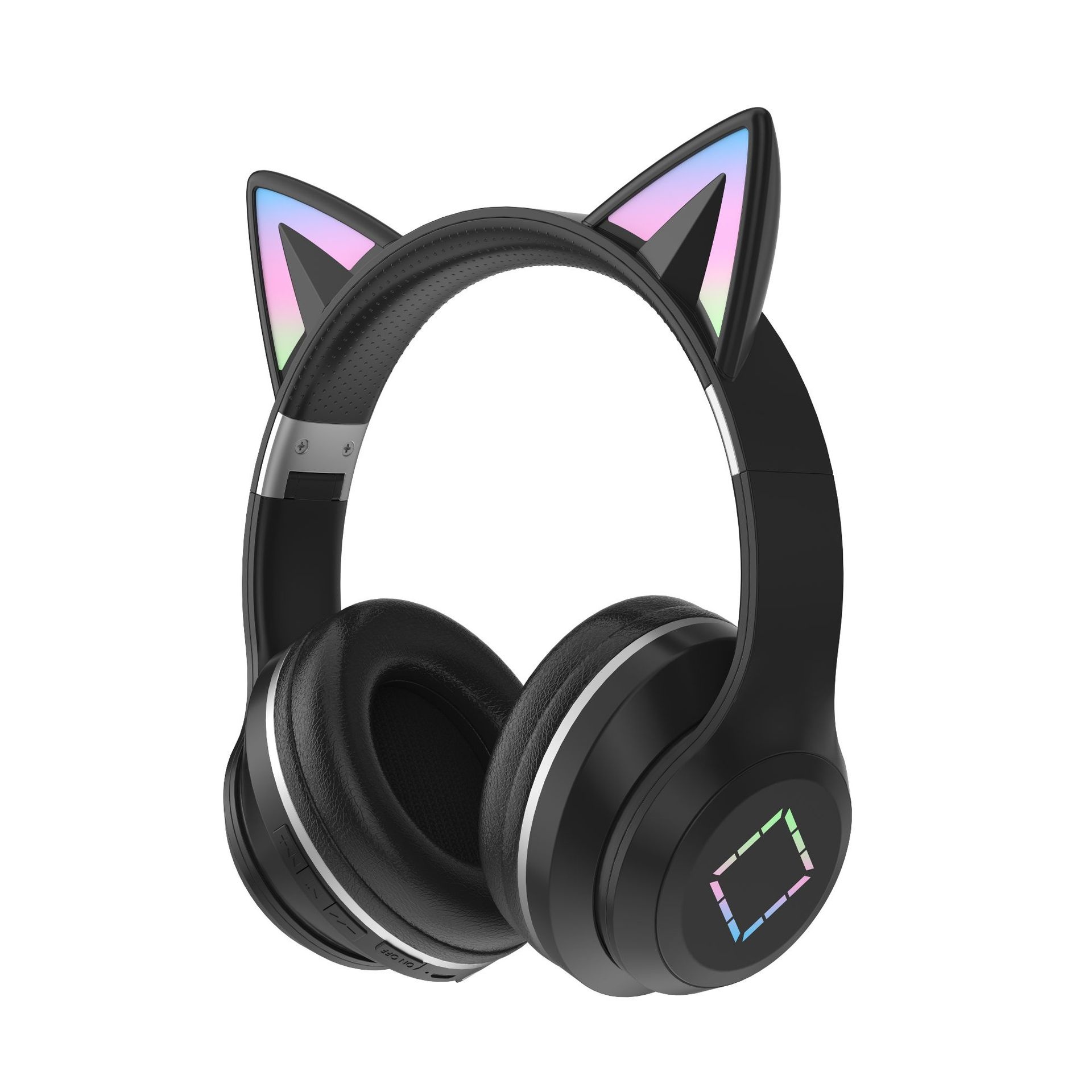 Cat Ear Wireless Bluetooth 5.1 Headphones with RGB LED Lights, 40mm Drivers, 15H Playtime, Built-in Mic & TF Card Slot, Over-Ear Foldable Headset for Kids & Adults