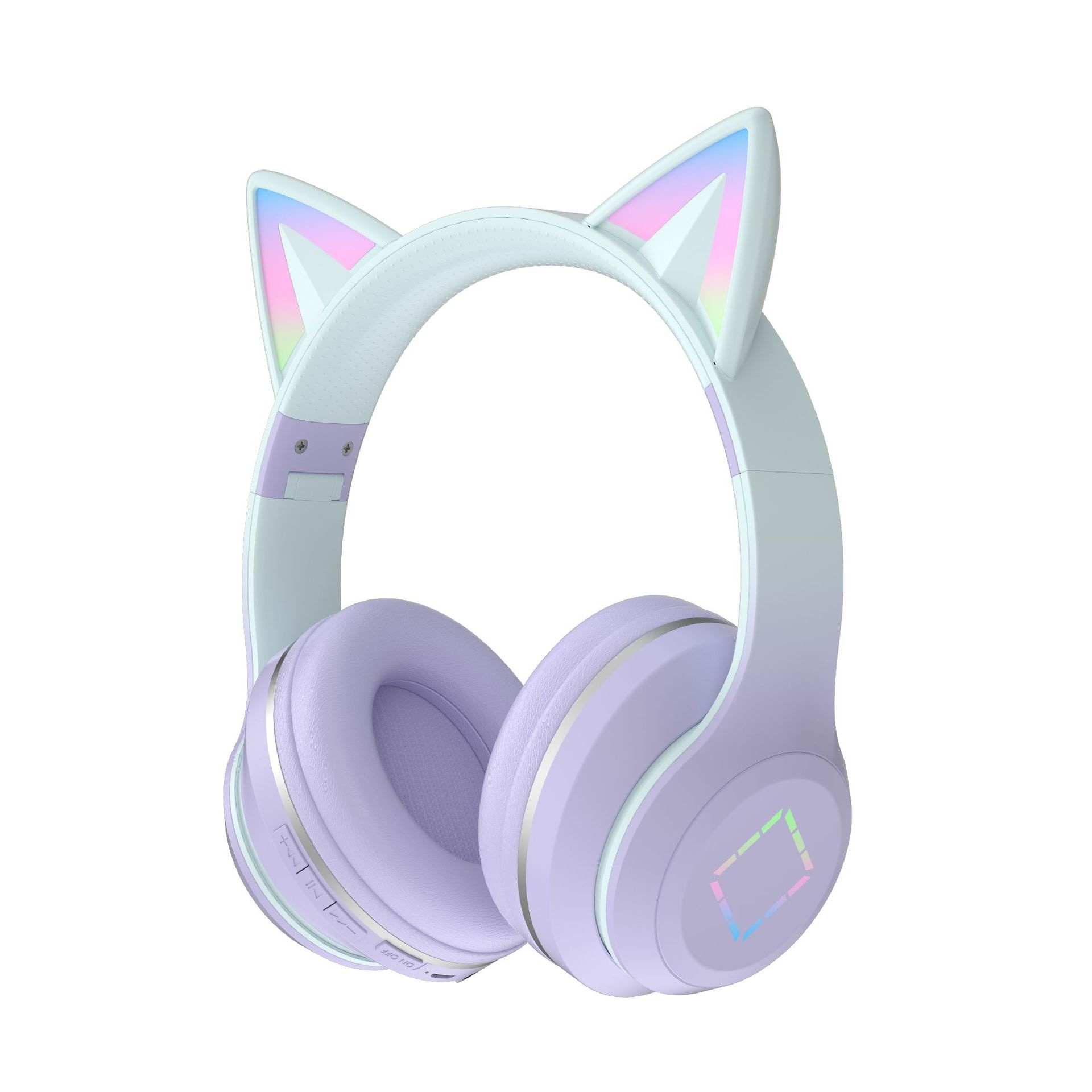 Cat Ear Wireless Bluetooth 5.1 Headphones with RGB LED Lights, 40mm Drivers, 15H Playtime, Built-in Mic & TF Card Slot, Over-Ear Foldable Headset for Kids & Adults