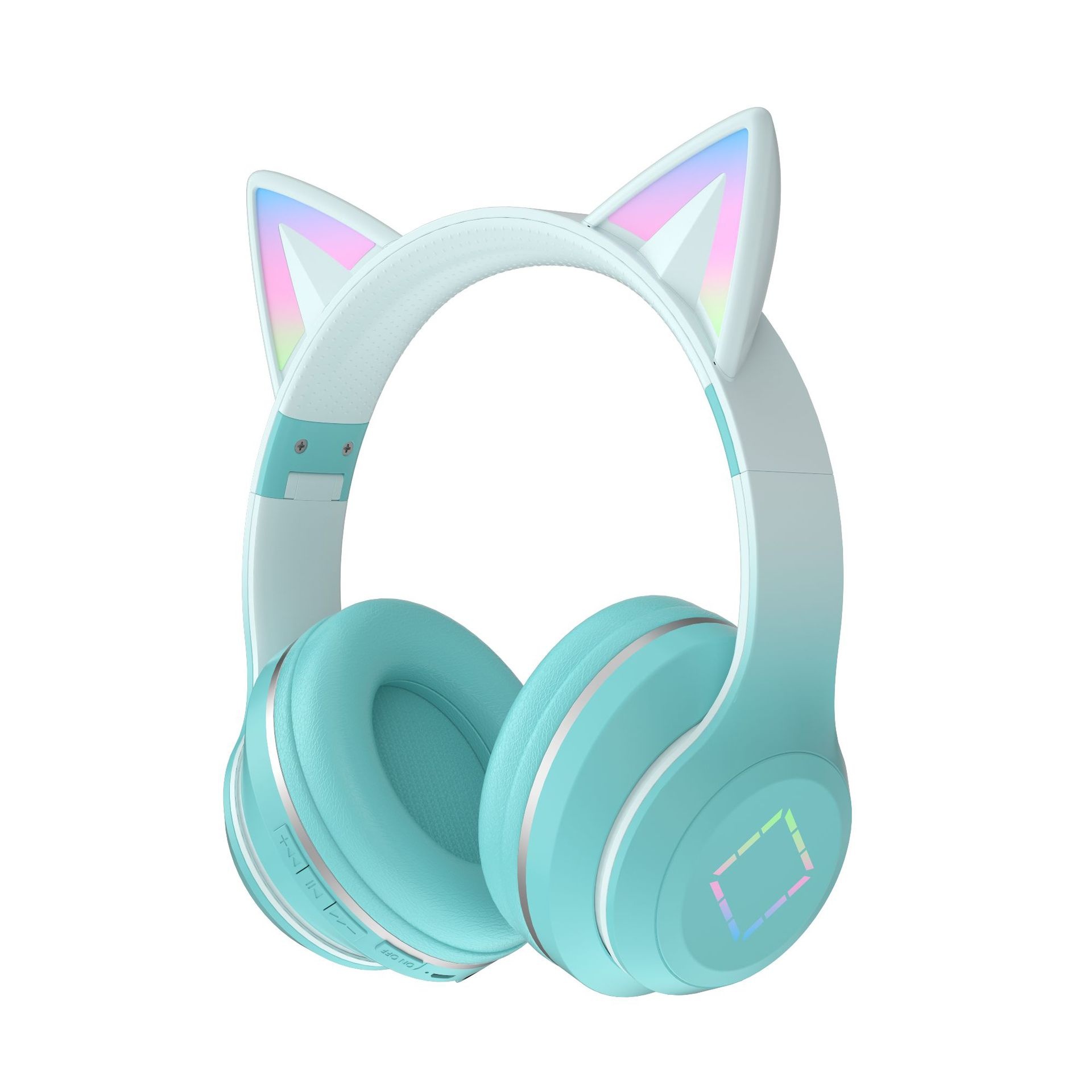 Cat Ear Wireless Bluetooth 5.1 Headphones with RGB LED Lights, 40mm Drivers, 15H Playtime, Built-in Mic & TF Card Slot, Over-Ear Foldable Headset for Kids & Adults