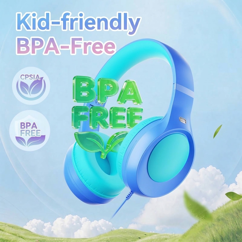 Kids Wireless Bluetooth 5.0 Headphones with Safe 85dB Volume Limiting, BPA-Free Lightweight Foldable On-Ear Headset with Comfortable Ear Pads for School & Travel