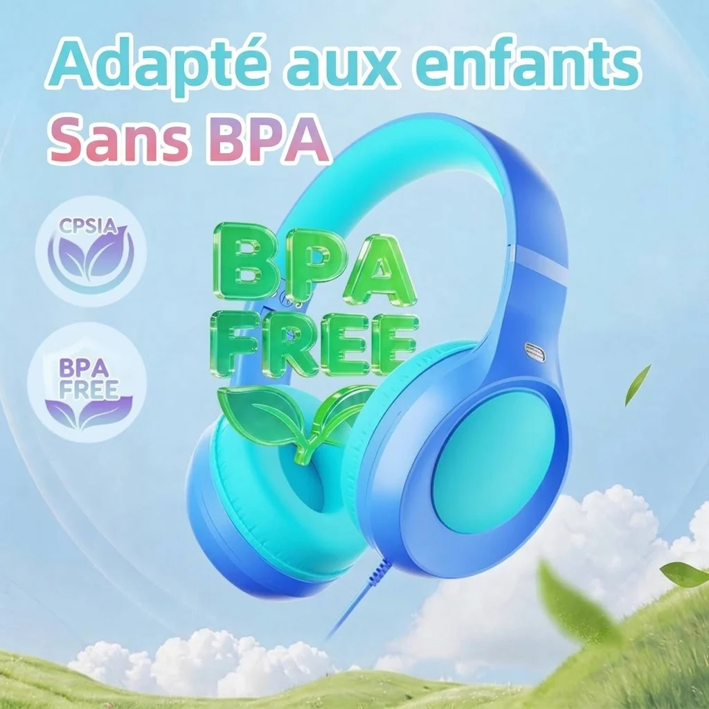 Kids Wireless Bluetooth 5.0 Headphones with Safe 85dB Volume Limiting, BPA-Free Lightweight Foldable On-Ear Headset with Comfortable Ear Pads for School & Travel