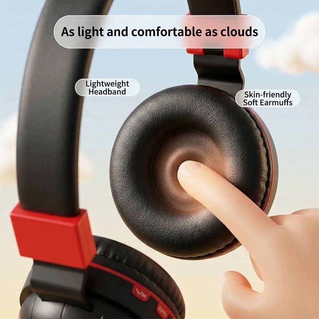 Kids Wireless Bluetooth 5.3 Headphones with RGB Glowing Light, Built-in Mic, 40mm Drivers & Soft Over-Ear Cushion Pads, Foldable Stereo Gaming Headset for Children