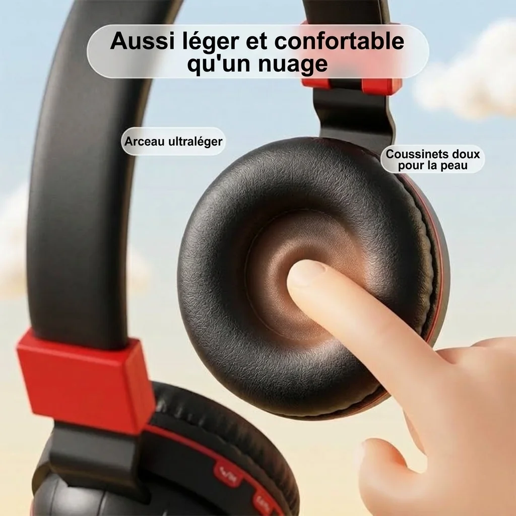 Kids Wireless Bluetooth 5.3 Headphones with RGB Glowing Light, Built-in Mic, 40mm Drivers & Soft Over-Ear Cushion Pads, Foldable Stereo Gaming Headset for Children