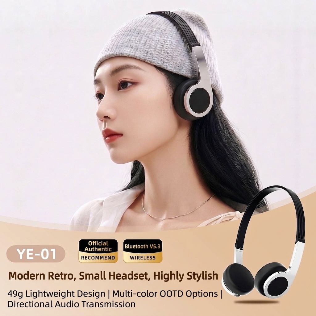 Wireless Bluetooth 5.3 On-Ear Headphones with AI Noise Cancellation Mic, Large Audio Drivers, Lightweight Ergonomic Soft Ear Cushions for Calling & Commute