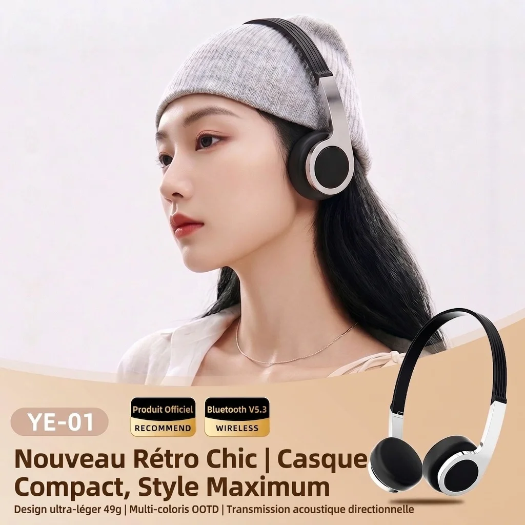 Wireless Bluetooth 5.3 On-Ear Headphones with AI Noise Cancellation Mic, Large Audio Drivers, Lightweight Ergonomic Soft Ear Cushions for Calling & Commute