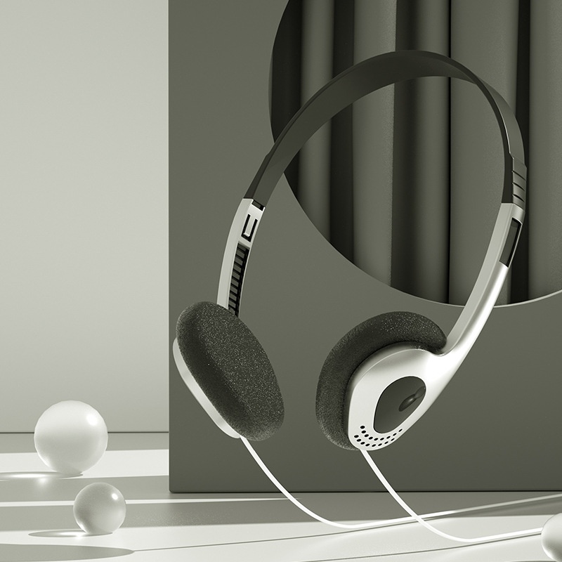Retro Wired On-Ear Headphones with In-Line Microphone, 3.5mm Jack & Adapter Cable, Lightweight Vintage Fashion Headset with Soft Cushion Ear Pads