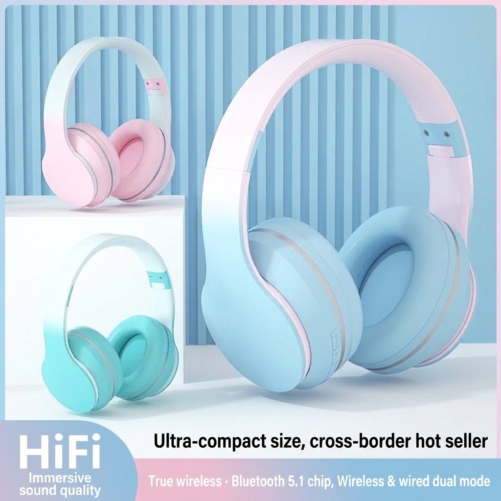 Wireless Bluetooth 5.1 Over-Ear Headphones with Immersive Hi-Fi Stereo Sound, Long Battery Life, Ultra-Soft Cushion Ear Pads & Built-in Mic, Foldable Headset