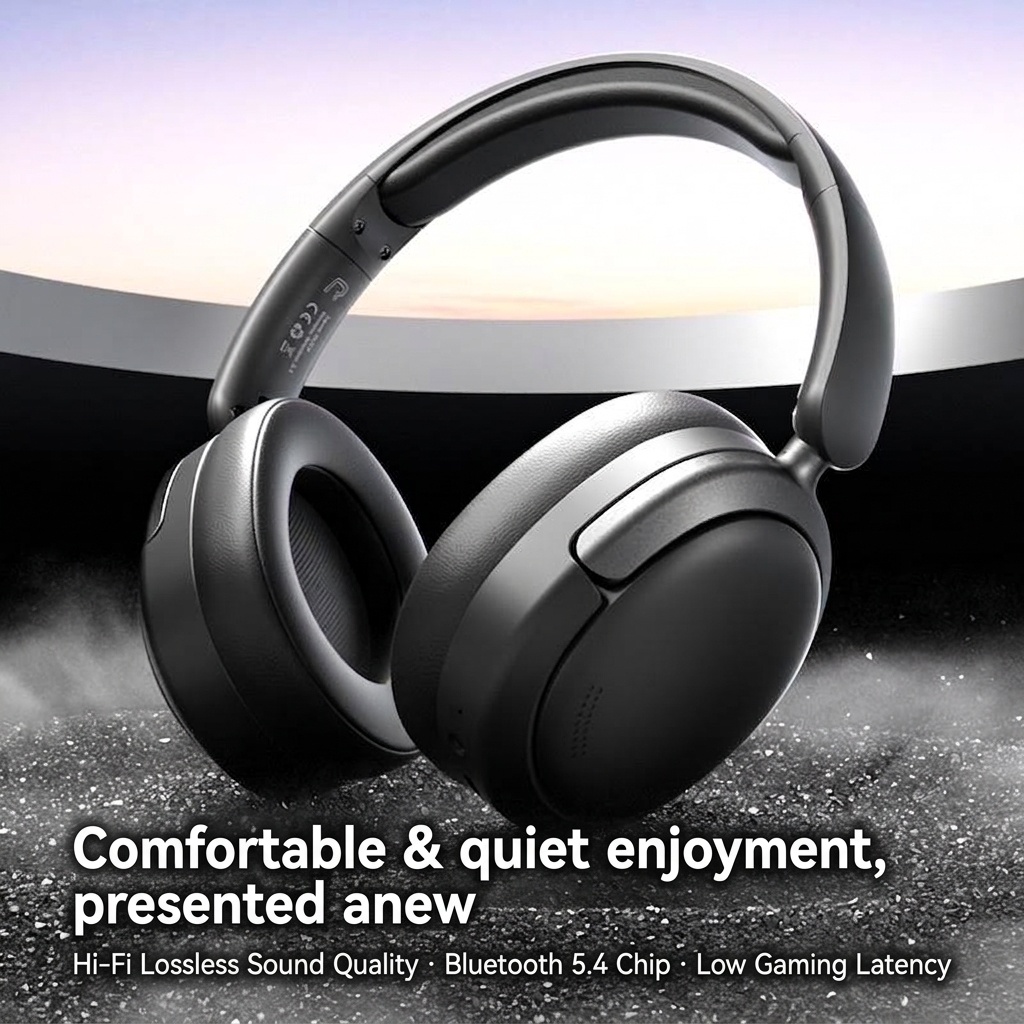 Wireless Active Noise Cancelling Headphones with Bluetooth 5.4, 40mm Drivers, Up to 100 Hours Playtime, Fast Charging & Ultra-Comfortable Ear Cups for Travel