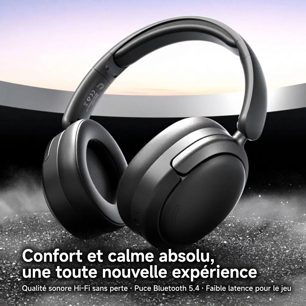 Wireless Active Noise Cancelling Headphones with Bluetooth 5.4, 40mm Drivers, Up to 100 Hours Playtime, Fast Charging & Ultra-Comfortable Ear Cups for Travel