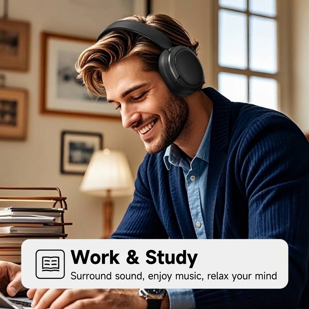 Wireless Active Noise Cancelling Headphones with Bluetooth 5.4, 40mm Drivers, Up to 100 Hours Playtime, Fast Charging & Ultra-Comfortable Ear Cups for Travel