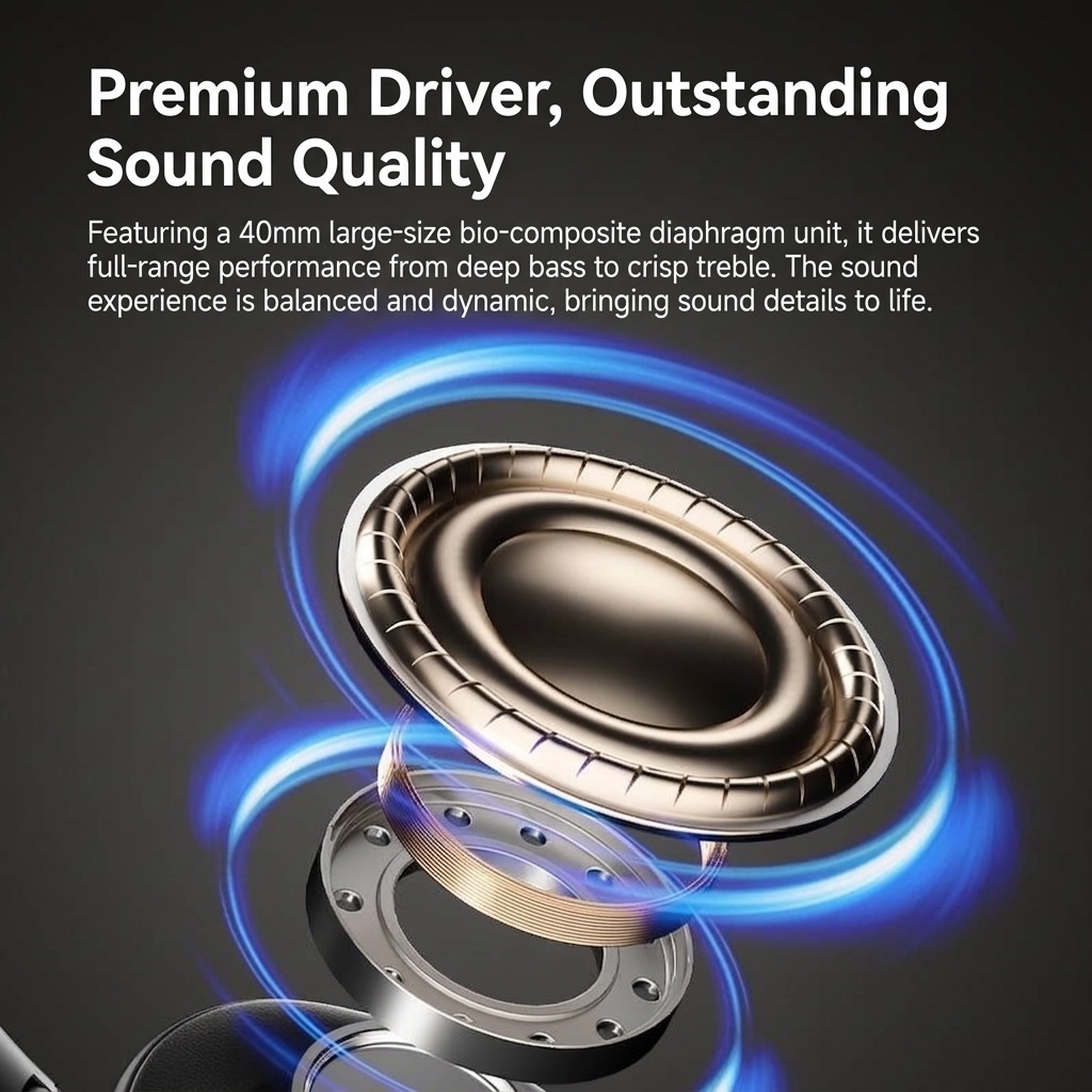 Wireless Active Noise Cancelling Headphones with Bluetooth 5.4, 40mm Drivers, Up to 100 Hours Playtime, Fast Charging & Ultra-Comfortable Ear Cups for Travel