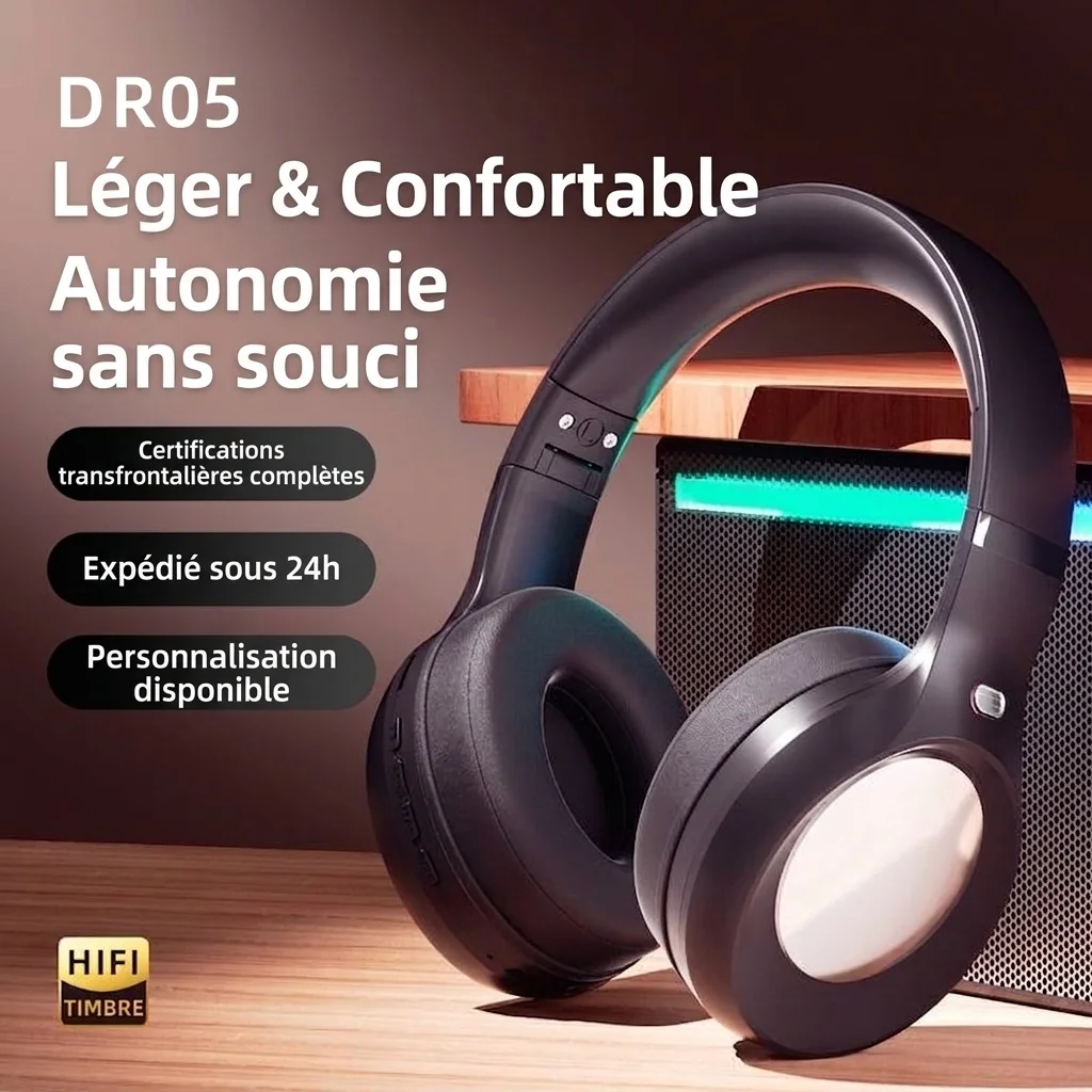 Active Noise Cancelling Wireless Bluetooth 5.3 Headphones with 40mm Drivers, 24-Hour Playtime, Built-in Mic & Plush Memory Foam Ear Pads, Over-Ear Stereo Headset