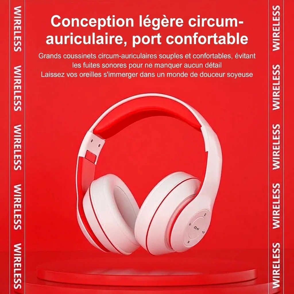 Wireless Bluetooth 5.2 Over-Ear Headphones with 40mm Drivers, Deep Bass, 25-Hour Battery Life, TF Card Slot & 3.5mm AUX Wired Mode, Foldable Headset