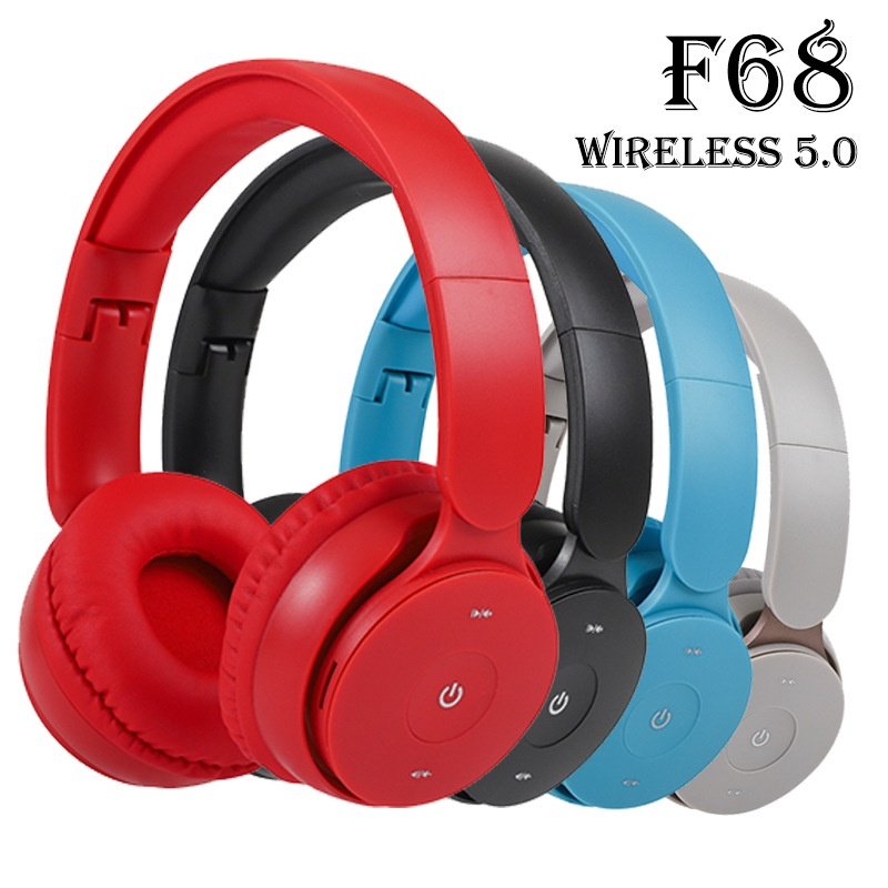 F68 Wireless Bluetooth 5.1 Over-Ear Headphones with Active Noise Reduction, 20-Hour Battery Life, TF Card Slot, Dual Wired/Wireless Mode & Hi-Fi Stereo Sound
