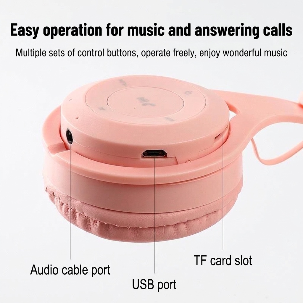 Foldable Wireless Bluetooth 5.0 On-Ear Headphones with Built-in Mic, 40mm Drivers, 10-Hour Battery Life, Noise Reduction & Soft Comfort Ear Cushions