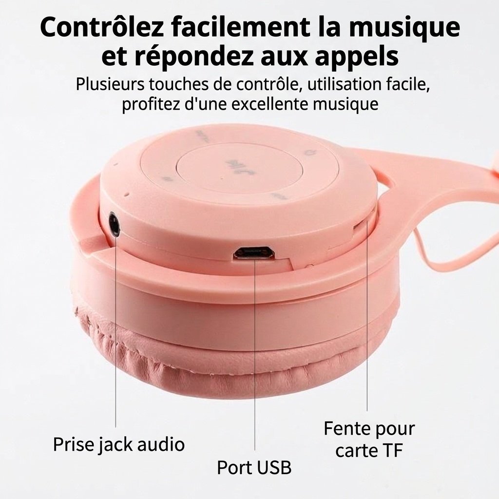 Foldable Wireless Bluetooth 5.0 On-Ear Headphones with Built-in Mic, 40mm Drivers, 10-Hour Battery Life, Noise Reduction & Soft Comfort Ear Cushions