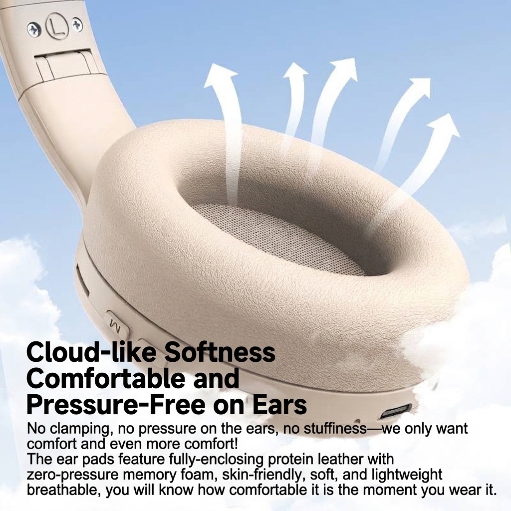 Wireless Bluetooth 5.0 Over-Ear Headphones with Deep Bass, Noise Cancellation, 40mm Drivers, 30H Playtime, TF Card / AUX Wired Mode & Protein Leather Ear Cushions