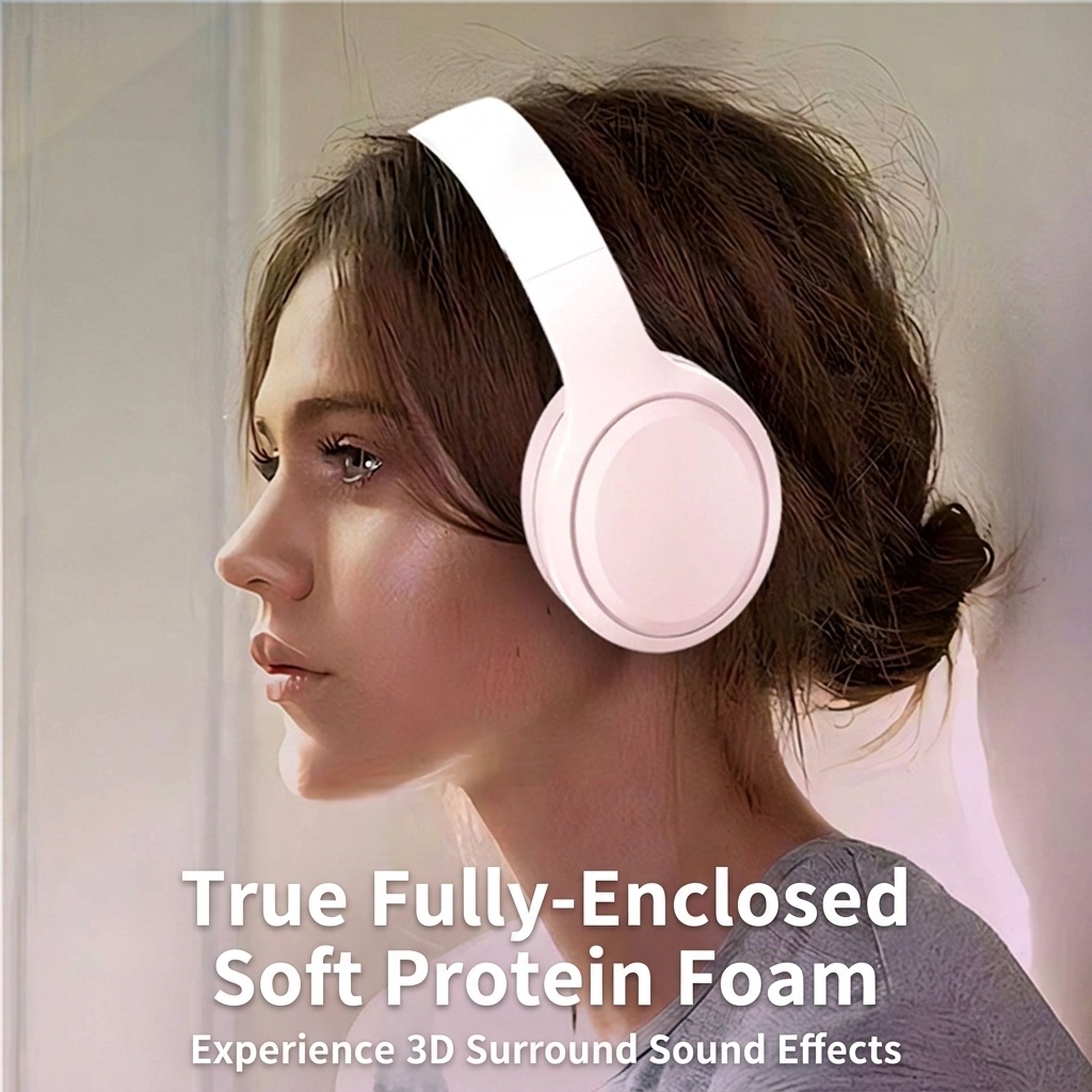 Wireless Bluetooth 5.0 Over-Ear Headphones with Deep Bass, Noise Cancellation, 40mm Drivers, 30H Playtime, TF Card / AUX Wired Mode & Protein Leather Ear Cushions