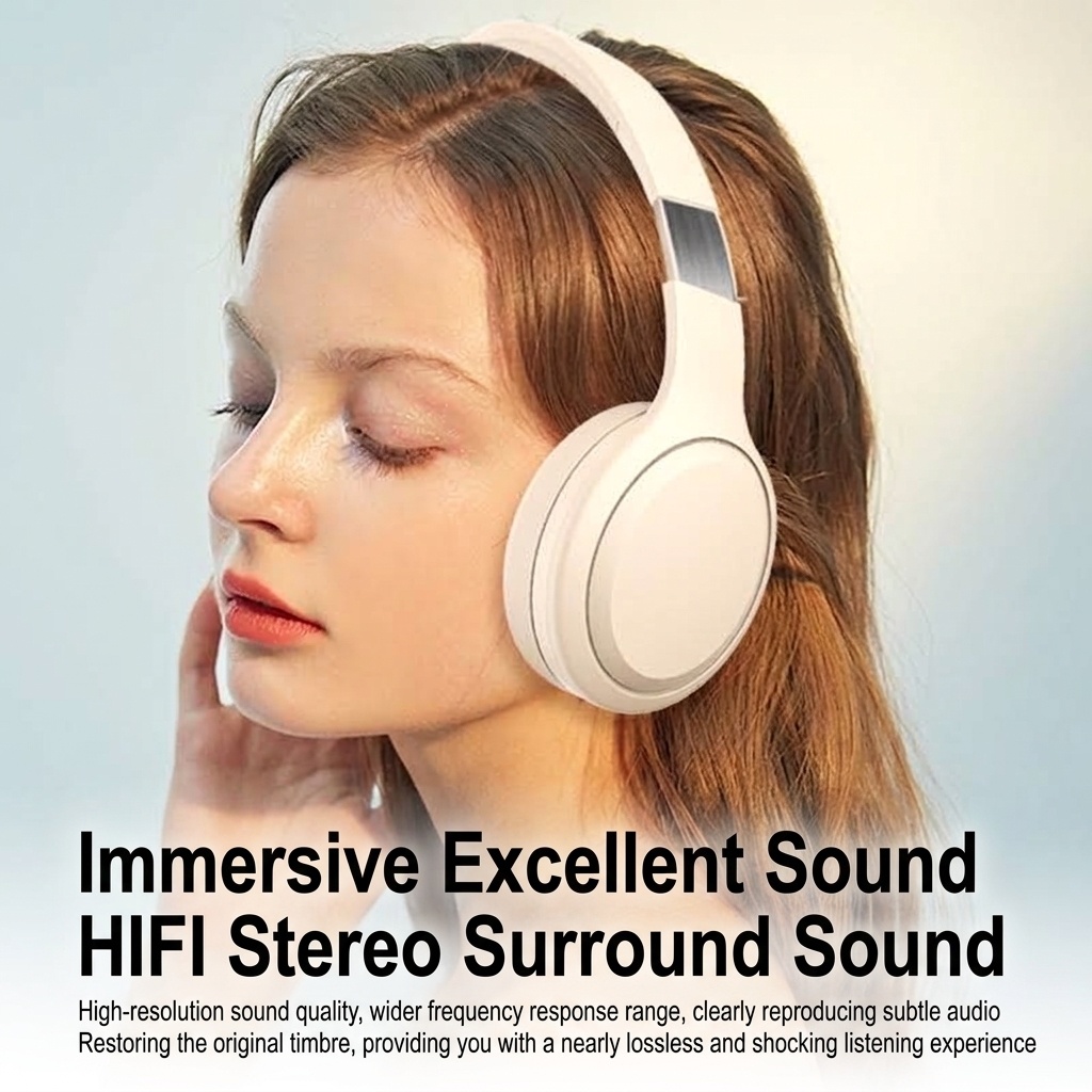 Wireless Bluetooth 5.0 Over-Ear Headphones with Deep Bass, Noise Cancellation, 40mm Drivers, 30H Playtime, TF Card / AUX Wired Mode & Protein Leather Ear Cushions