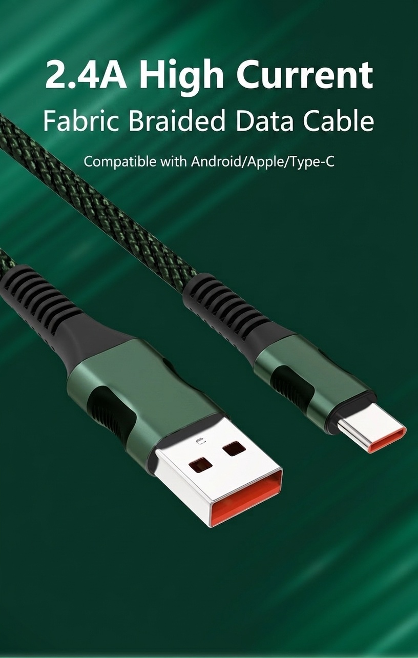 2.4A Multi Charging Cable, Nylon Braided Fast Charger Data Sync Cord for Multiple Devices