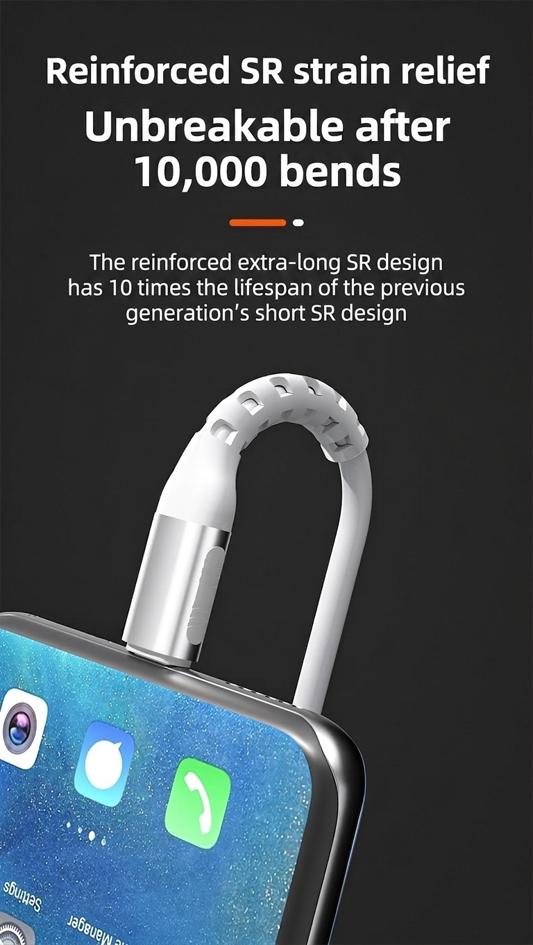 66W Liquid Silicone Fast Charging Cable, USB Type-C/Micro USB/iPhone Charger Cord, Tangle-Free