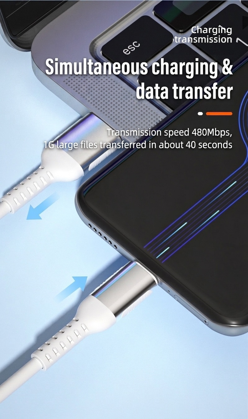 66W Liquid Silicone Fast Charging Cable, USB Type-C/Micro USB/iPhone Charger Cord, Tangle-Free