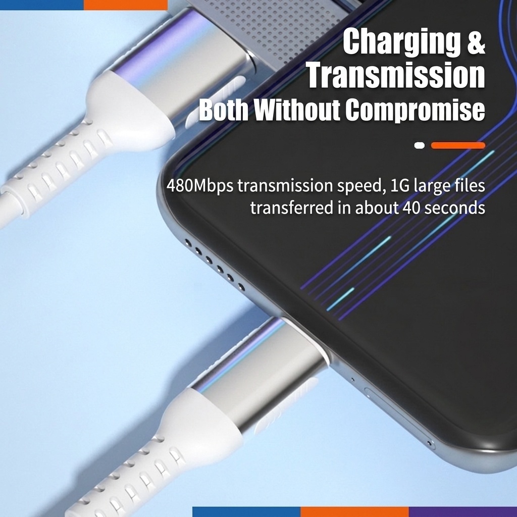 66W Liquid Silicone Fast Charging Cable, USB Type-C/Micro USB/iPhone Charger Cord, Tangle-Free