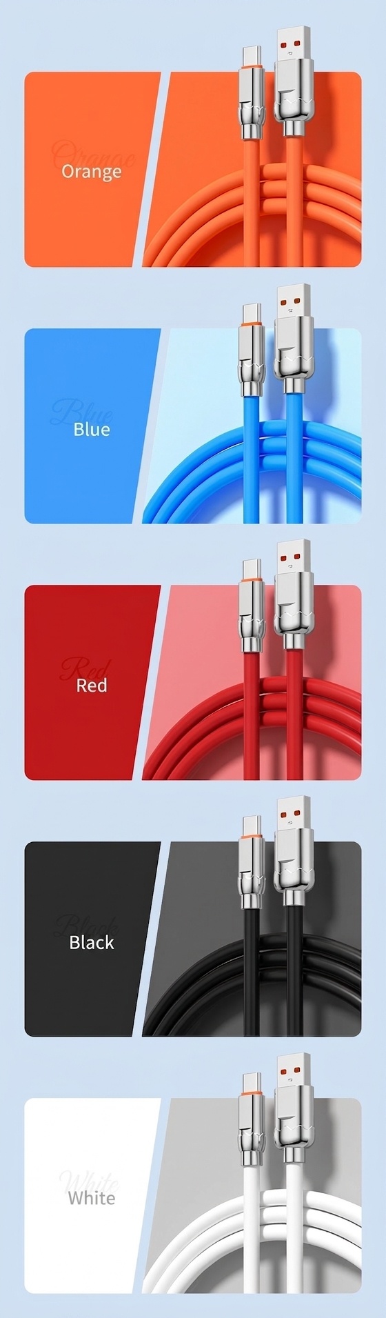 66W USB-A to Type-C Cable, Fast Charging Data Sync Cord with Durable Zinc Alloy Connector