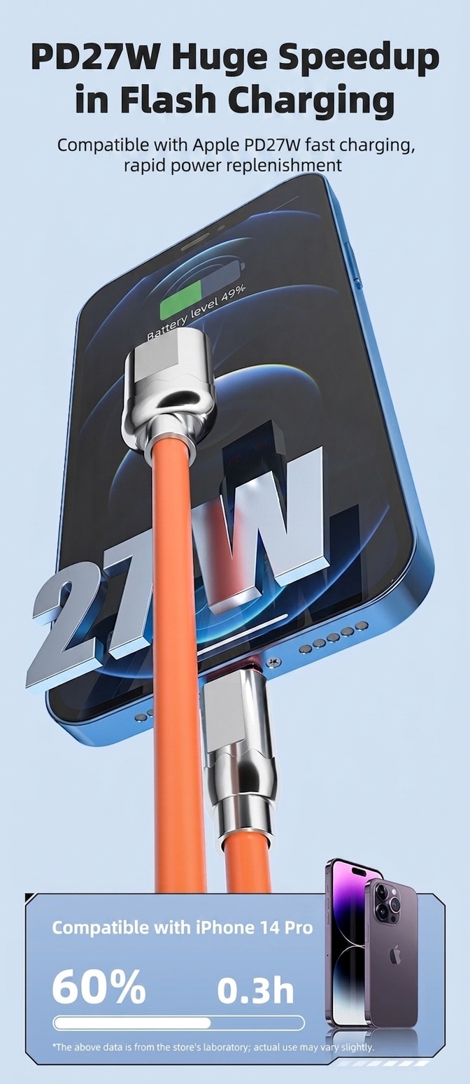 66W USB-A to Type-C Cable, Fast Charging Data Sync Cord with Durable Zinc Alloy Connector