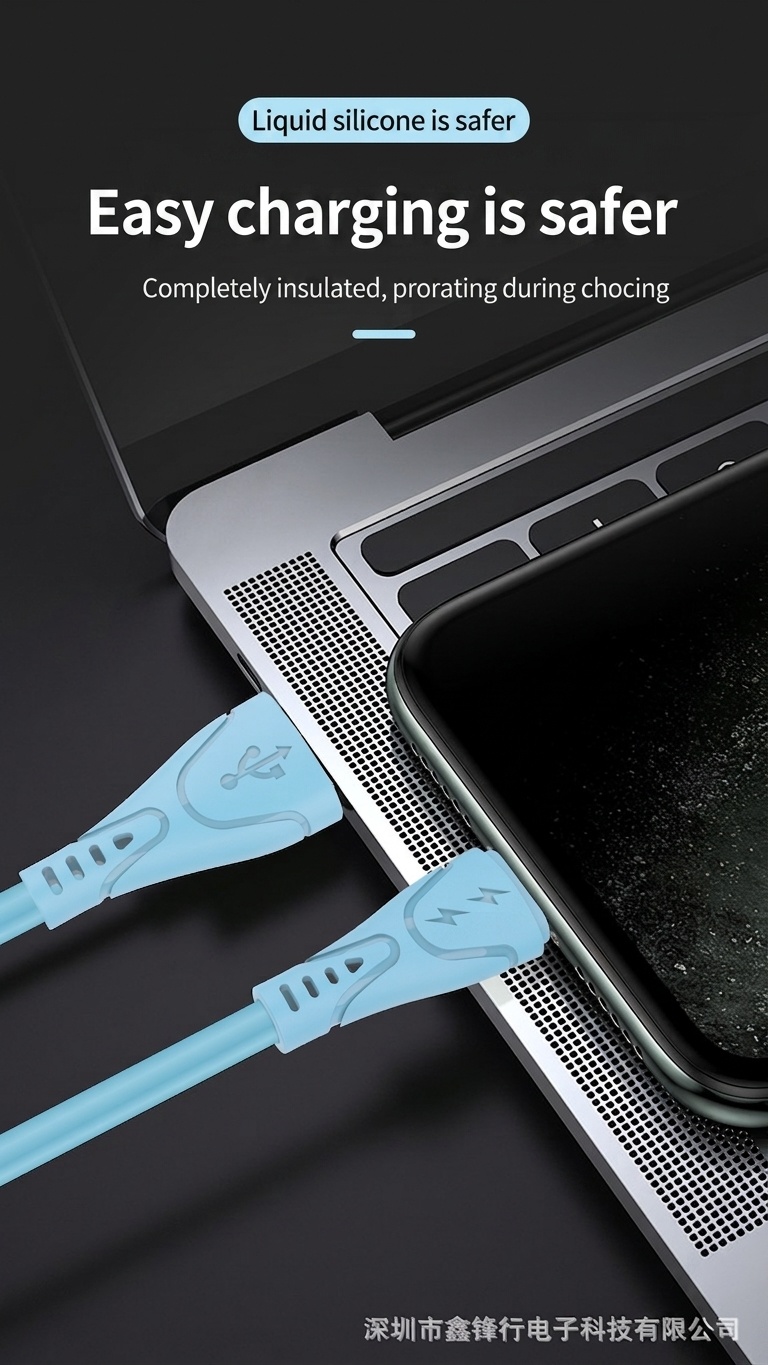 6A Liquid Silicone USB Cable, High-Speed Fast Charging Cord for Android and iOS Devices