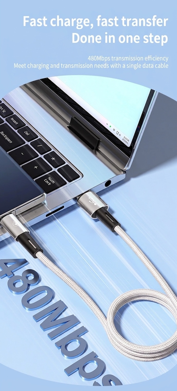 66W Braided Fast Charging USB Cable with Premium Aluminum Alloy Connector for Smartphones