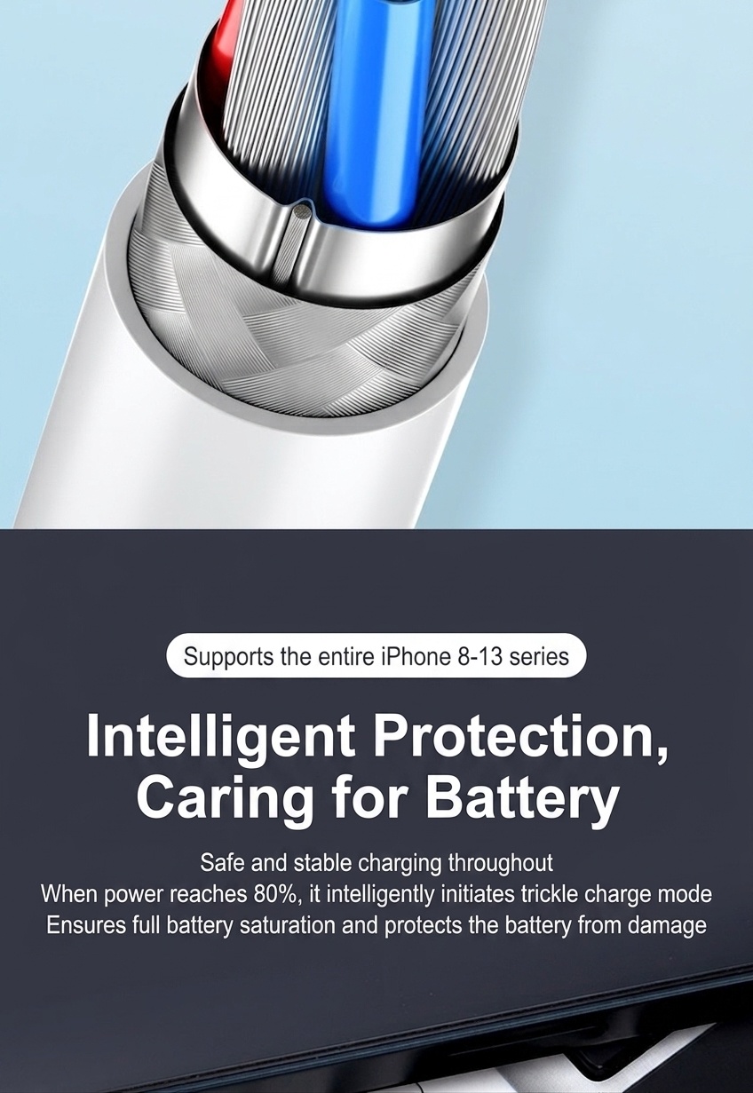 PD snellaadkabel USB-C naar Lightning, slimme chip MFi-gecertificeerde kabel voor iPhone 14/13/12